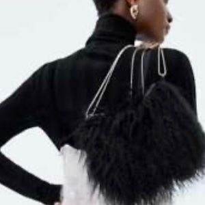 NWT Black Zara faux fur purse!
